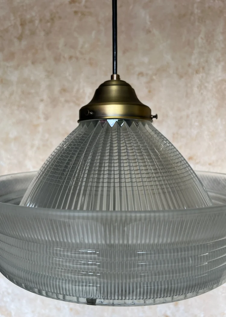あめみる  American Glass and Brass 1960's Pendant Fixture (LC0315-01